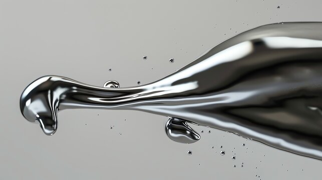 A liquid metal splash against a grey background.