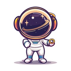 Cute Cartoon Astronaut Character with Space Elements and Colors