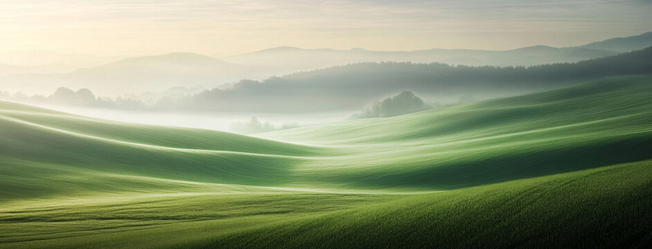 Soft light caressing gentle waves of verdant agricultural land