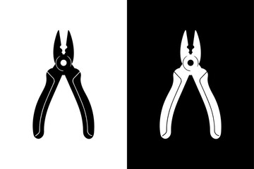 Black & White Pliers Icon Minimalist Silhouette Vector for Mechanics.