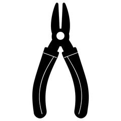 Versatile Hand Tool Pliers Icon Black Silhouette Vector for Design Use.