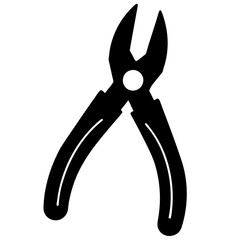 Minimalist Pliers Silhouette Vector Icon Clean White Background.
