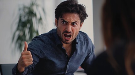Obraz premium An employee visibly frustrated while a coworker interrupts them during a meeting.