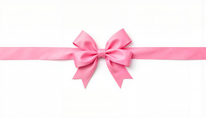 Ribbon for Women's Day with perfectly tied pink bow on white background, celebration