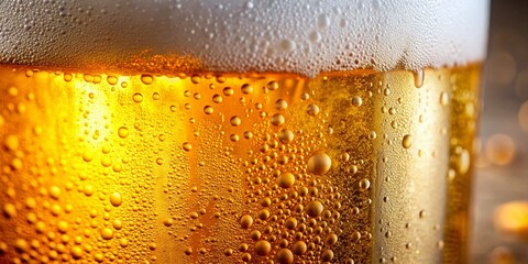 Macro Close-up of Blonde Beer in a Disposable Plastic Cup