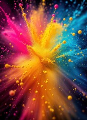 Explosion of colored powder, isolated on black background. Abstract background. Colorful Powder Explosion