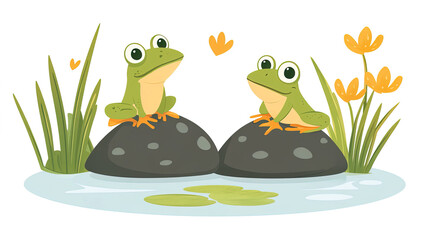 Fototapeta premium Two Frogs in a Pond