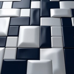 Abstract patterned tiles in blue and silver colors