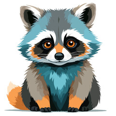 Raccoon Vector Art with Vibrant Colour Illustration