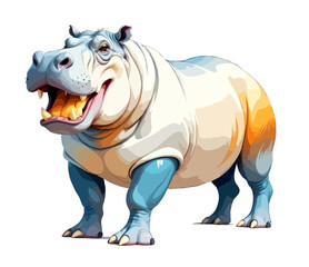Fototapeta premium Hippopotamus Vector Art with Vibrant Colour Illustration