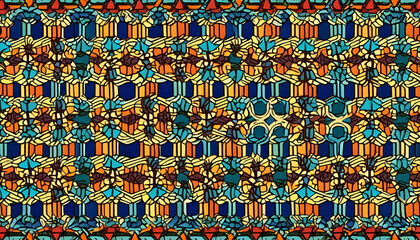 Fototapeta premium Vibrant Floral Mosaic Pattern