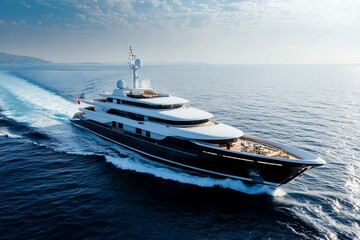 Luxury Yacht Sailing on the Open Sea