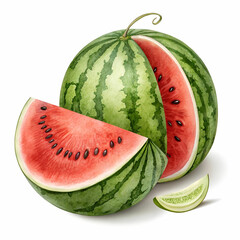 watermelon isolated on white with clipping path