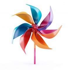 Colorful Pinwheel Spinning in Gentle Breeze on a Bright Day