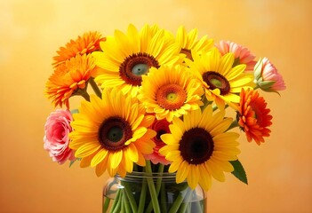 Obraz premium Vibrant Sunflower and Daisy Bouquet – Bright Floral Arrangement