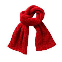 red rope isolated on white background Classic Red Winter Scarf Knitted With Delicate Workmanship. Isolated on a Transparent Background. Cutout PNG.