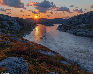 Mountain Sunset Over Fjord