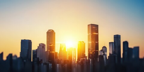 sunset over city