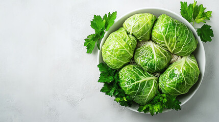Fototapeta premium Freshly Prepared Cabbage Rolls: Healthy and Delicious