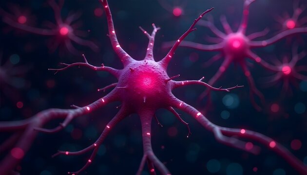 Ilustraci&oacute;n de neuronas con sinapsis brillantes, arte digital, iluminaci&oacute;n suave y difusa, esquema monocrom&aacute;tico