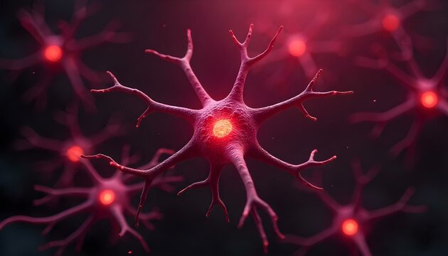 Ilustraci&oacute;n de neuronas con sinapsis brillantes, arte digital, iluminaci&oacute;n suave y difusa, esquema monocrom&aacute;tico