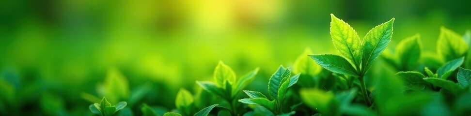 Fototapeta premium Vibrant new growth, emerald blades gleam in sunlight, image, photography