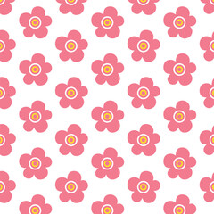 Seamless pattern with flowers,Hand-drawn botanical element,Vector illustration doodle floral on white background. 