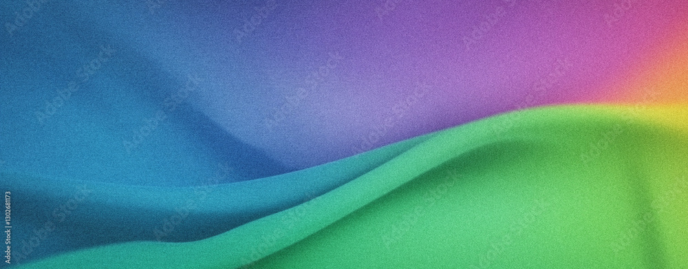 Poster abstract fabric waves in gradients of blue, purple, green, and yellow for stylish background designs