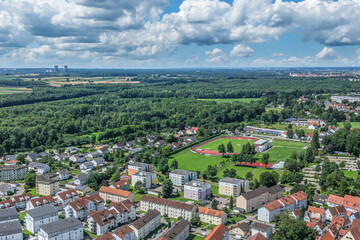 Ausblick auf Dillingen im schwäbischen Donautal an einem sonnigen Sommertag
