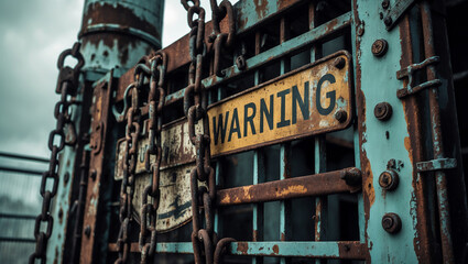 Obraz premium Rusty metal gate with a worn-out 