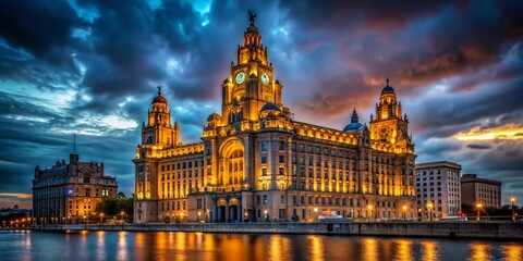 Obraz premium Majestic Liver Building at Dusk - Low Light Cityscape Photography