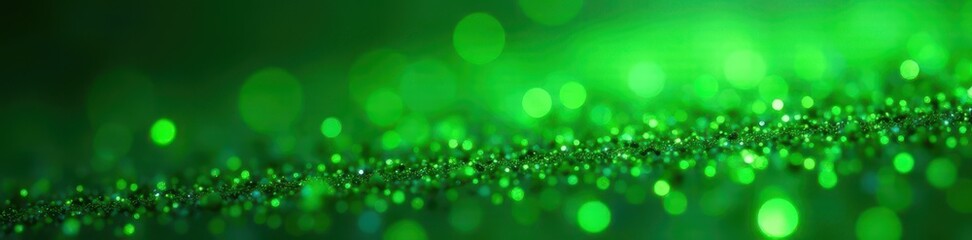 Obraz premium Scattered green glitter, fine grain, shimmering effect, eco, craft