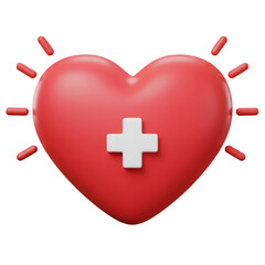 Obraz premium Emergency Cardiac Care Icon – A Heart with a Siren or Cross for Medical Assistance