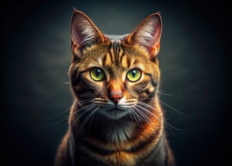 Majestic Monochrome Cat: Nighttime Portrait of Elegant Feline