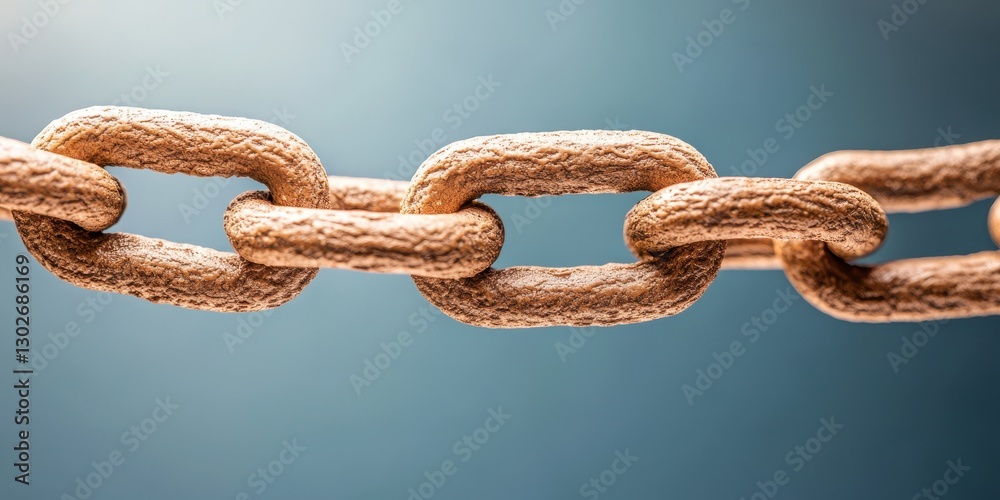 Poster A close-up image of a textured chain link against a soft gradient background, highlighting its strength and connection.