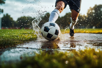 Real player tackle in grass and mud.