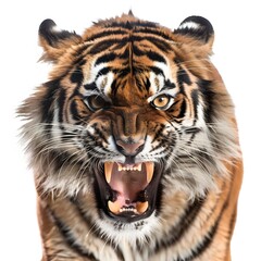 Fierce Tiger Roaring with Intense Expression and Detailed Fur Texture