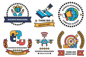 Fototapeta premium Set of illustrations in the concept of business and digital in line art style