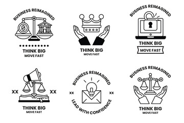 Naklejka premium Set of illustrations in the concept of business and digital in line art style