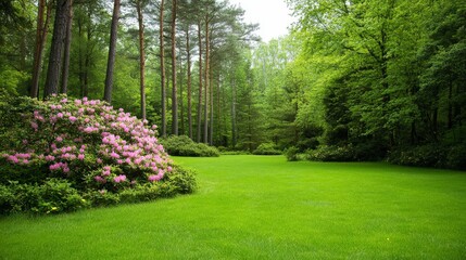 Lush Garden Path Through Trees