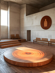 Zen-inspired meditation room with wooden decor