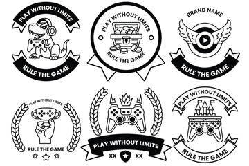 Set of illustrations in the concept of gamers in a line style