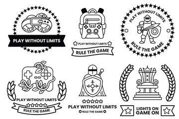 Set of illustrations in the concept of gamers in a line style