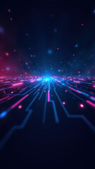 Dynamic abstract digital art with a cybernetic theme featuring ci/cd, kubernetes, and devops elements.