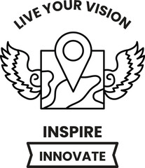 map with a compass and a bird