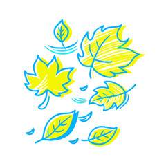 Fototapeta premium Colorful autumn leaves icon swirling in wind, seasonal beauty concept