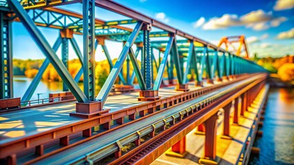 Miniature Bridge Span: Parallel Steel Beams, Tilt-Shift Photography