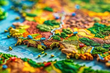 Fototapeta premium Miniature Bulgaria Administrative Map: Tilt-Shift Photography of Regional Divisions
