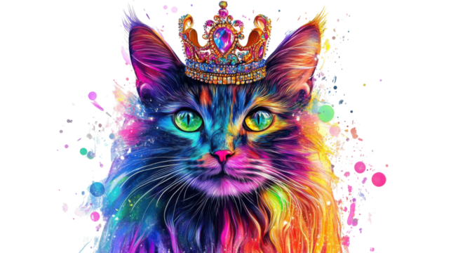 Colorful portrait of cat isolated on white background

