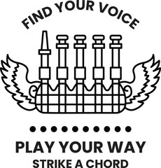 Concept illustration of musical instruments in line art style